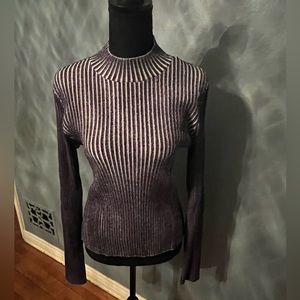 Who What Wear Ribbed Mock-Neck Sweater, Blue Sz 1x